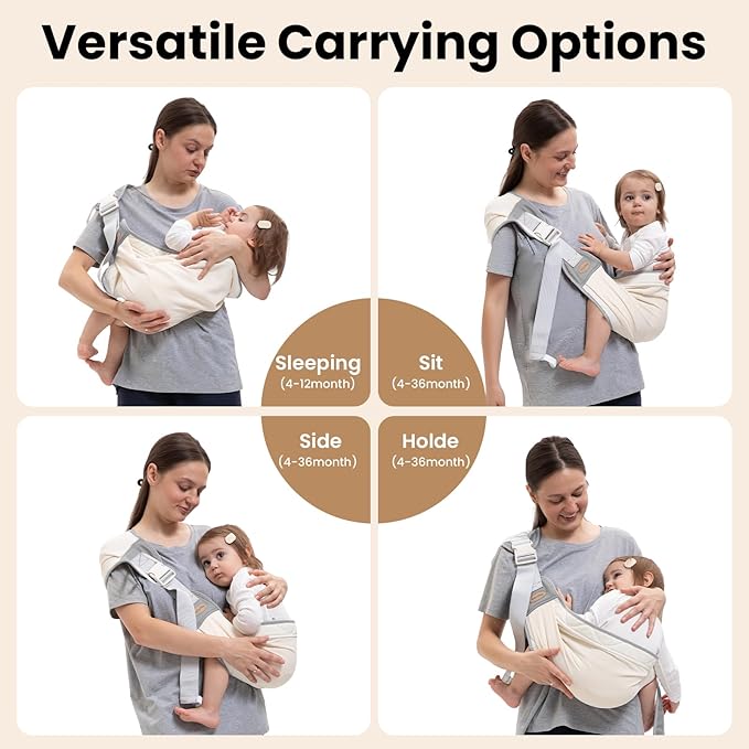 Baby Carrier Newborn to Toddler, Baby Sling Carrier, Toddler Carrier 25-60 lbs with Adjustable Straps, Soft Padded Edges, Lightweight and Travel-Friendly Newborn Baby Carrier