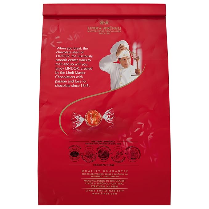 Lindt LINDOR Milk Chocolate Candy Truffles, Milk Chocolate with Melting Truffle Center, 15.2 oz. Bag