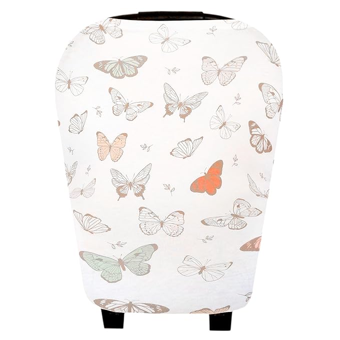 Baby Car Seat Cover Canopy and Nursing Cover Multi-Use Stretchy 5 in 1 Gift "Luna" by Copper Pearl