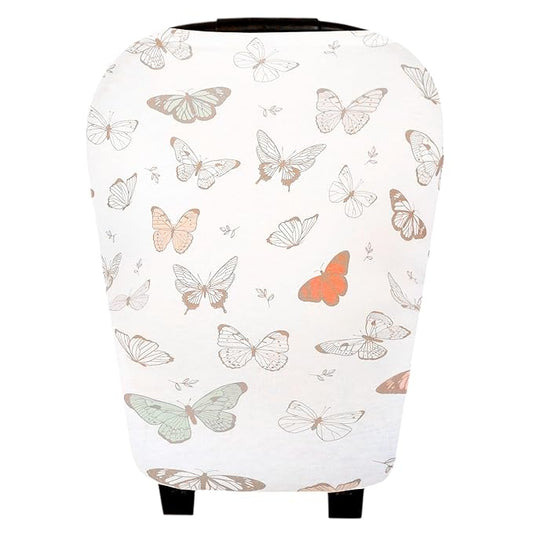 Baby Car Seat Cover Canopy and Nursing Cover Multi-Use Stretchy 5 in 1 Gift "Luna" by Copper Pearl