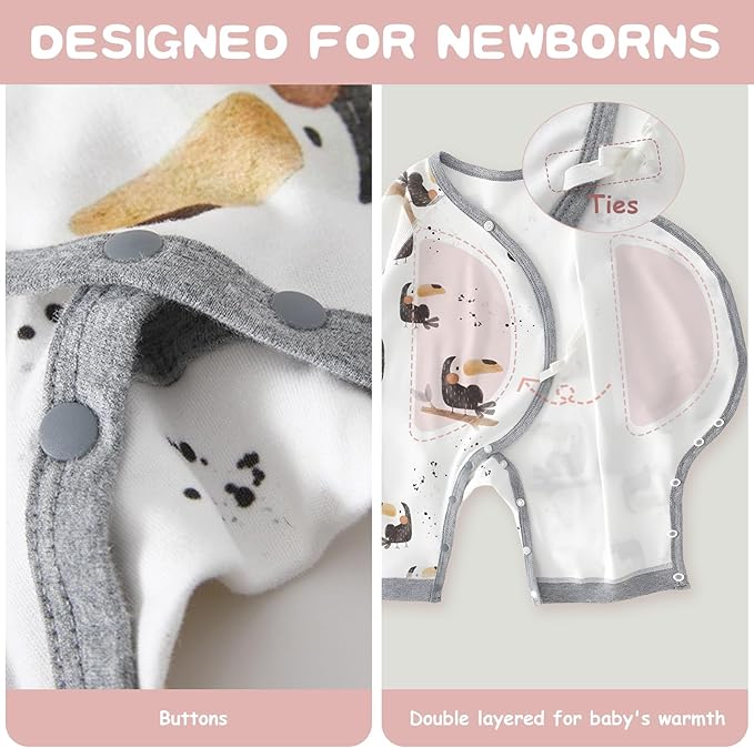 100% Organic Cotton Soft 0-6 Months 2-Piece Unisex Footless Newborn Baby Sleepers Pajamas Romper Boys Girls