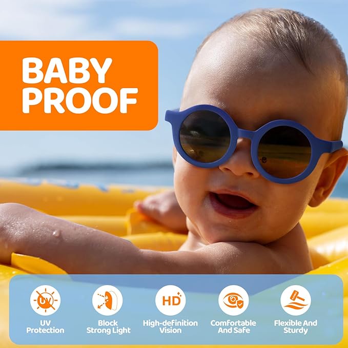 RIVBOS Baby Wrap Polarized UV400 Sunglasses - Soft Frame with Secure Strap for Infant and Newborn (0-24 Months) RBK069
