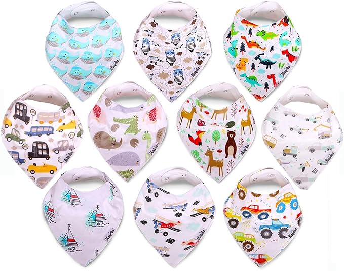 Organic Cotton Baby Bibs for Boys, Girls - Soft Drooling and Teething Bibs - Absorbent, Adjustable Bib for Toddlers