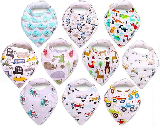 Organic Cotton Baby Bibs for Boys, Girls - Soft Drooling and Teething Bibs - Absorbent, Adjustable Bib for Toddlers