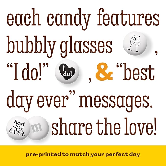 M&M’S WORLD Wedding Themed Milk Chocolate Candy - 5lbs Assorted Pre-designed Just Married, I Do Wedding Decoration White Wedding M&M'S Candy
