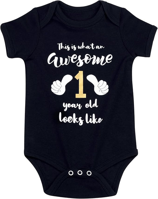 Cnins Funny Baby Bodysuit & Daddy Matching Cotton Outfit for Wild One 1st Birthday, Unisex Newborn Infant Clothes 0-24M