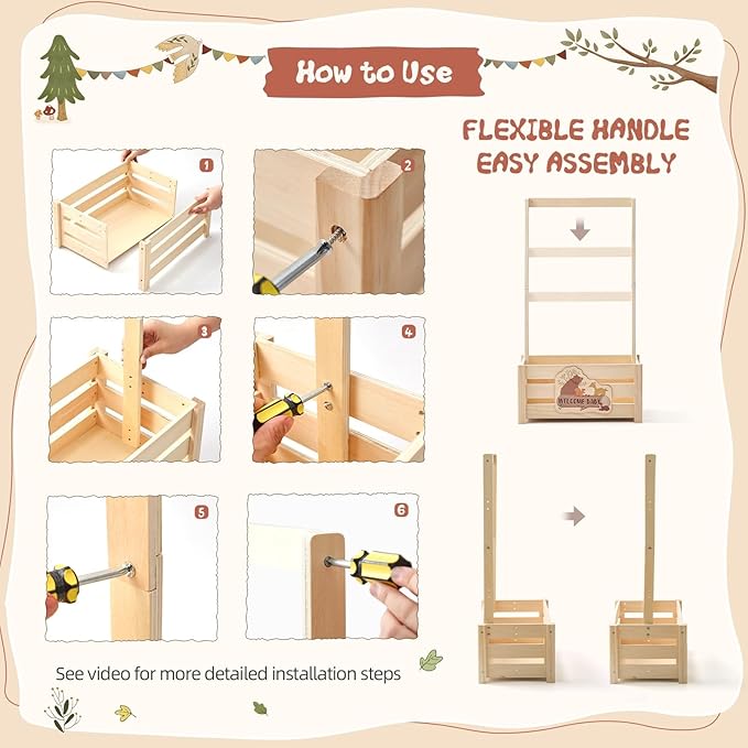 Wooden Baby Shower Crate Closet - Forest Animals Themed Personalized Crate with Hangers & Decorative Accents, Easy Assembly Natural Wood Gift Basket Ideal for Baby Shower & Nursery Storage