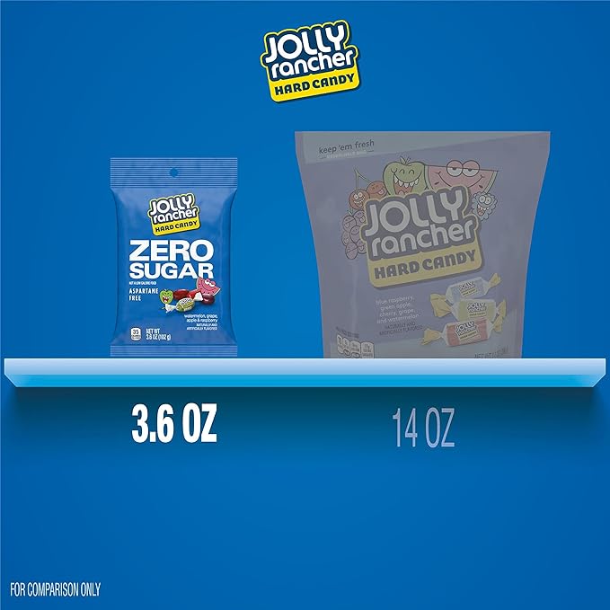 JOLLY RANCHER Zero Sugar Assorted Fruit Flavored Hard Candy Bag, 3.6 oz (Pack of 12)
