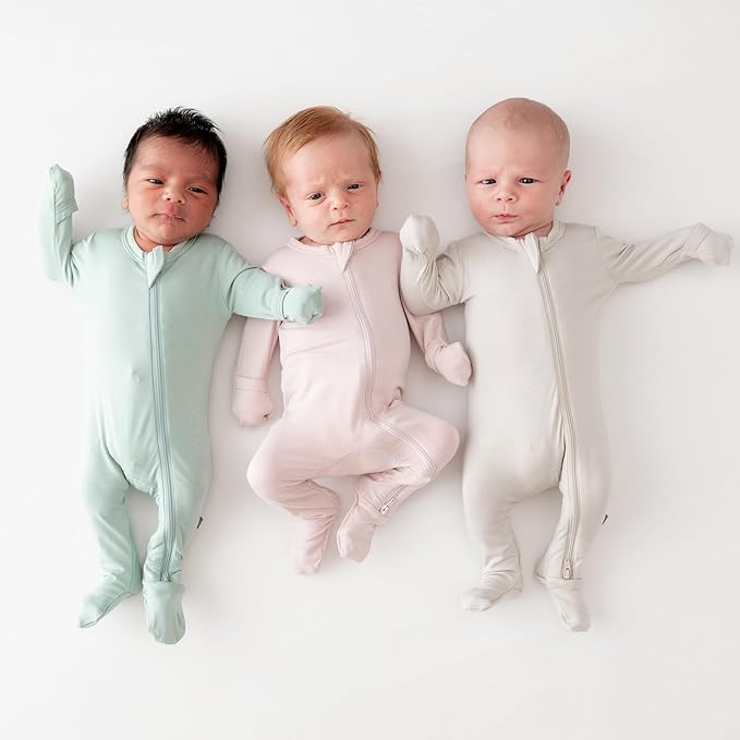 KYTE BABY Unisex Zipper Closure Footies, Rayon Made From Bamboo, 0-24 Months