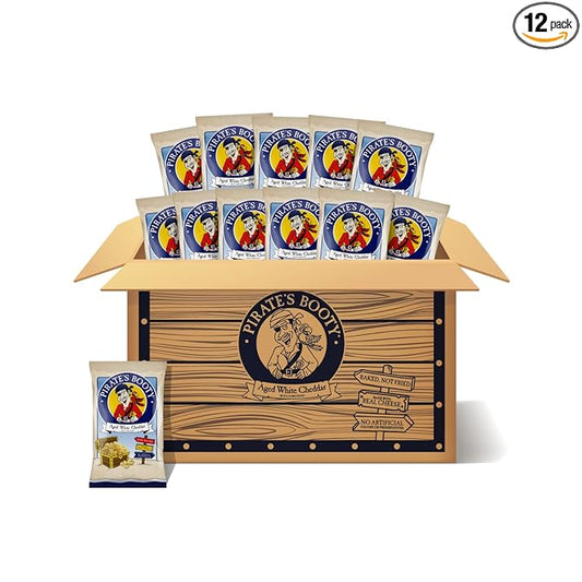 Pirate's Booty Aged White Cheddar Cheese Puffs, Gluten-Free, Kids Snacks, 1oz (12ct)
