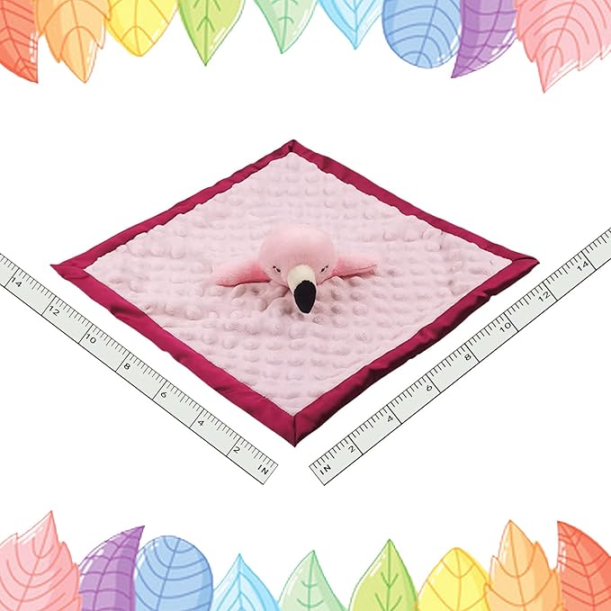 Baby Pink Flamingo Soft Stuffed Animal Security Blanket, Plush Flamingo Character Lovey Blanket, Baby Shower/Nursery Gift, Newborn Infant Toddler Snuggle Blankie for Boys Girls, 13 Inches