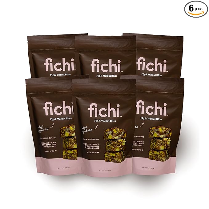 Fichi Fig and Walnut Bites, a Wholesome and Delicious Gluten-Free Italian Fruit and Nut Snack, 7 Oz (Pack of 6)