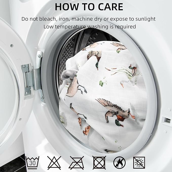 LifeTree Baby Blankets for Newborn, Soft & Lightweight Swaddle Blankets, Muslin Front and Dotted Fleece Backing Receiving Bed Throw Blanket Unisex, 31X40 Inches, Baby Girl & Boy Blanket, Duck