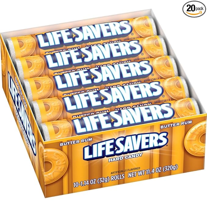 LIFE SAVERS Butter Rum Hard Candy Bulk, 1.14 ounce (20 Single Packs)