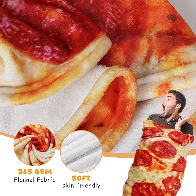 Lhedon Gifts for Men Pizza Blanket Adult Size 71 Inch, Graduation Gifts for Men and Women, from Son, Pepperoni Pizza Food Blanket for Adult, Flannel Throw Blanket Funny Gifts for Boyfriend