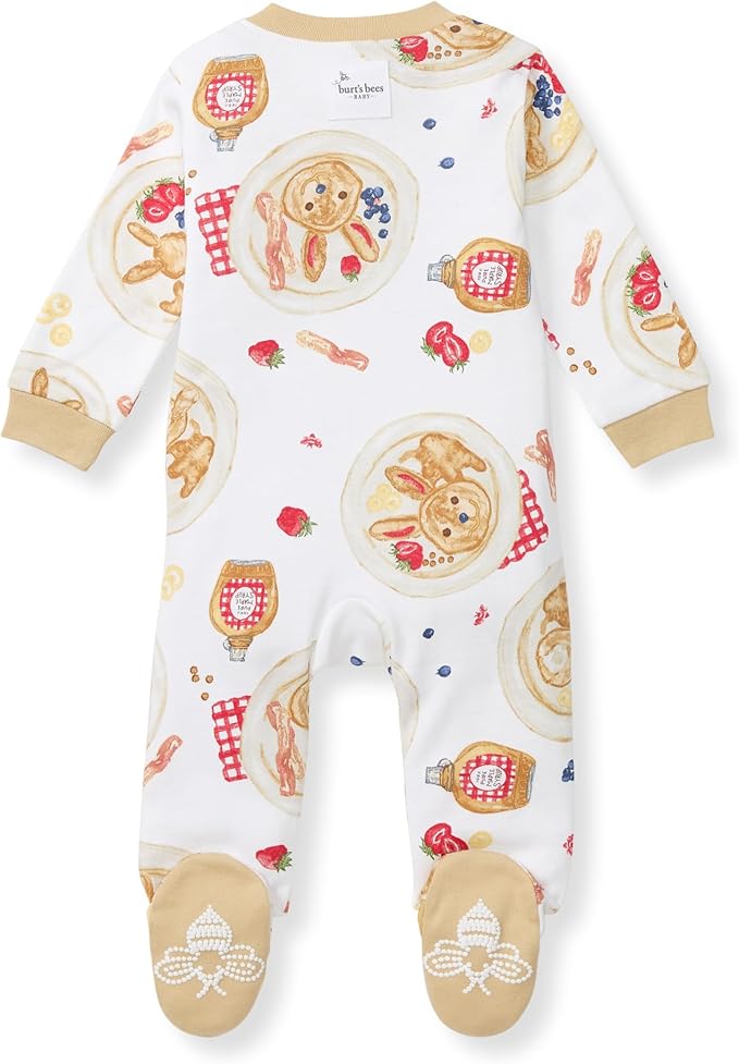 Burt's Bees Baby Baby Girls Pajamas, Zip Front Non-Slip Footed Sleeper Pjs, 100% Organic Cotton