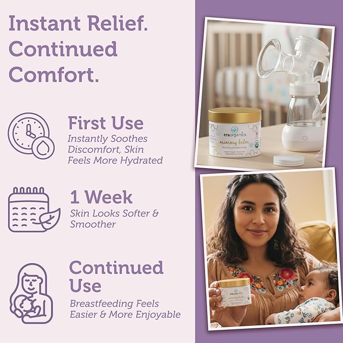USDA Organic Nipple Butter Safe for Breastfeeding – Lanolin-Free, Food-Grade Nipple Cream for Sore, Cracked & Sensitive Skin Relief – No Wipe Off Postpartum Essential