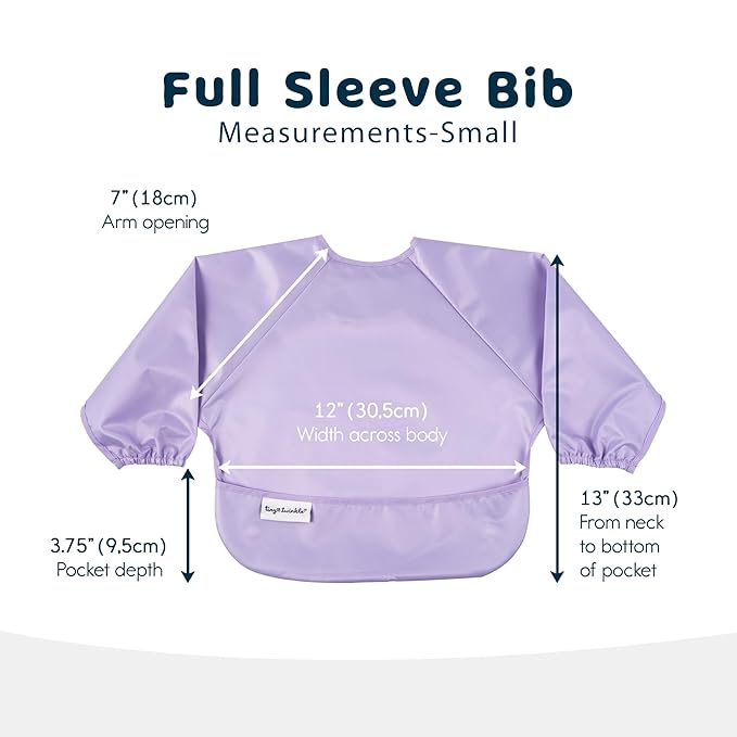 Tiny Twinkle Mess Proof Baby Bibs, 2pk Waterproof Smock Baby Bibs for Eating, Machine Washable Long Sleeve Bibs, Baby Led Weaning, Toddler Bibs, BLW Supplies (Mermaid, Small 6-24 Months)