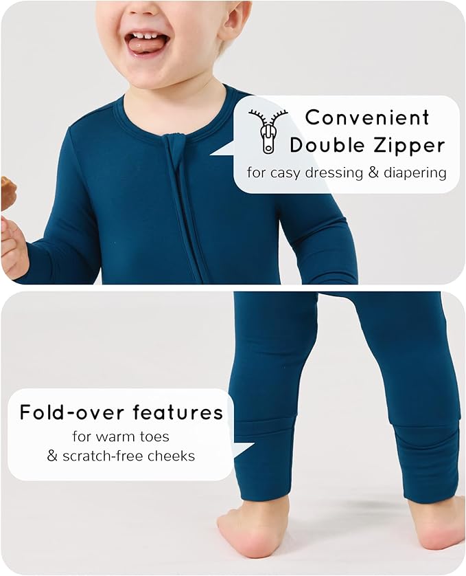 Footless Pajamas Baby Boy Girls, Viscose from Bamboo Baby Pajamas, Two Way Zipper Sleepers, Newborn Pjs