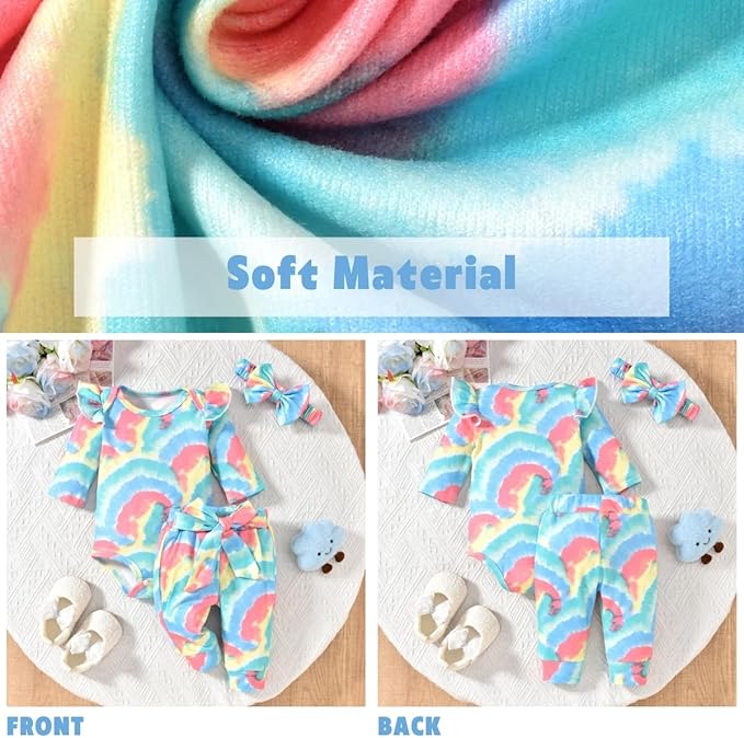 Aalizzwell Preemie Newborn Infant Baby Girls Clothes Ribbed Romper Bodysuit Pants Set Fall Winter Outfits