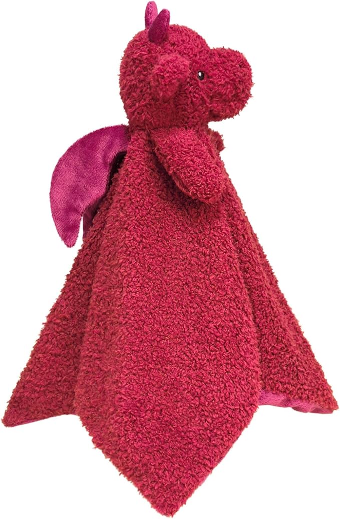 Baby Wine Red Dragon Stuffed Animal Security Blanket, Plush Dinosaur Character Lovey Blanket, Baby Shower/Nursery Gift, Newborn Infant Toddler Snuggle Blankie for Boys Girls, 14 Inches
