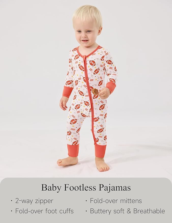 Footless Pajamas Baby Boy Girls, Viscose from Bamboo Baby Pajamas, Two Way Zipper Sleepers, Newborn Pjs