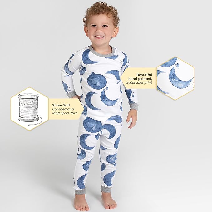Burt's Bees Baby Boys' 2-Piece Long Sleeve Tee and Pants Organic Cotton Pajama Set