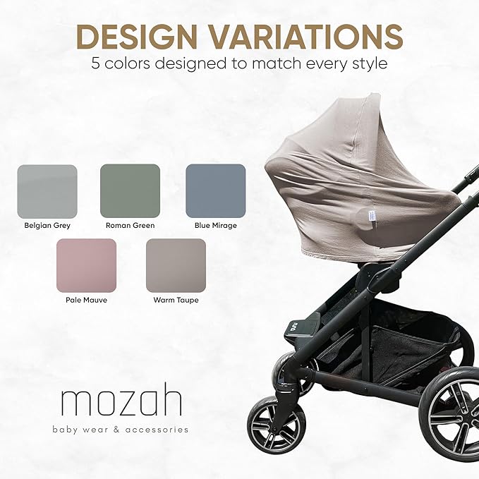 MOZAH Baby Multi-Use Cover: 9-in-1 Car Seat Covers Canopy Cover, Breathable Breastfeeding Cover, Stroller Cover & More, Boys & Girls Shower Gifts (Warm Taupe)