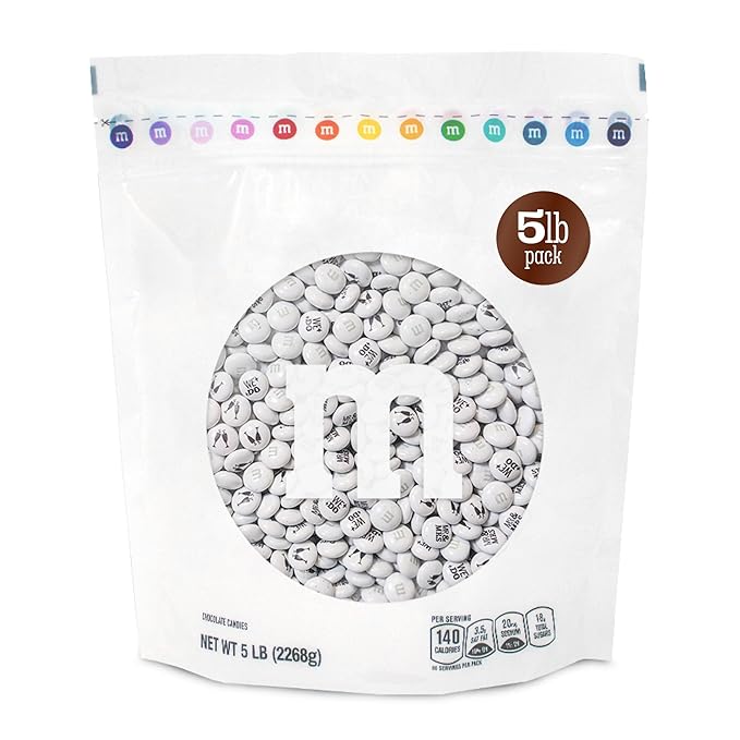 M&M’S WORLD “Mr. and Mrs.” Milk Chocolate Candy, 5 lbs Bulk Candy for Wedding Decorations, Unique Favors, or Cake Topper