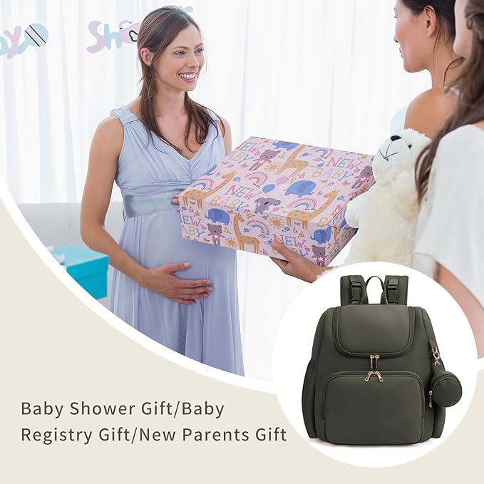 CEI-CEI Neoprene Diaper Bag Backpack Stylish Baby Maternity Bags Travel Tote for Mom with Insulated Pockets, Changing Pad, Stowable Shoulder Strap