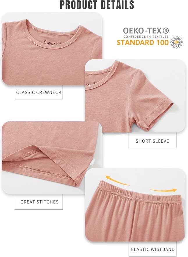 Jimonda Toddler Kids Girls Boys Pajamas Sets Soft Comfy Jammies Tencel Solid Raglan Sleepwear Pajamas Pjs 2pcs Set 18M-8Y