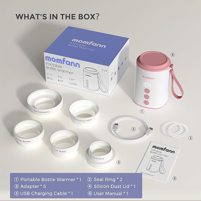 Portable Bottle Warmer, Travel Baby Bottle Warmer for Breastmilk On The Go, Leak-Proof, 2 Modes Fast Heating