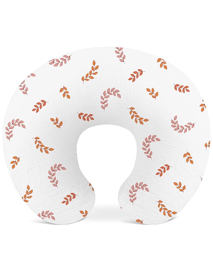 Nursing Pillow Covers, Muslin Nursing Cover for Breastfeeding Pillows, Comfortable for Baby Girls and Boys (Leaf)