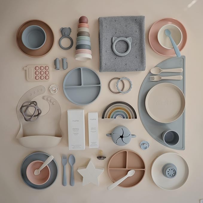 mushie Flatware Fork and Spoon Set for Kids | Made in Denmark (Cloud)