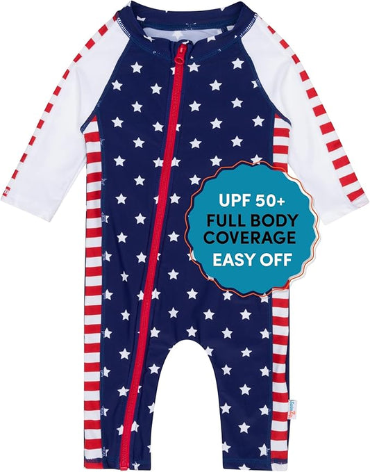 SwimZip Boys' Long-Sleeve UPF 50+ Swimsuit for Baby, Toddler, & Little Boys