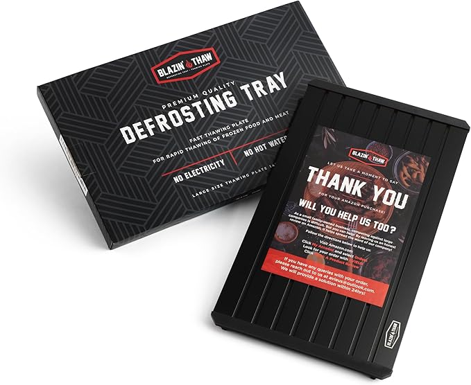 BLAZIN' THAW Defrosting Tray for Frozen Meat | 14” Large-Size | Aluminium Plate for Thawing Frozen Food | Natural Thawing Process | No Microwaves, No Cold/Warm Water Required |