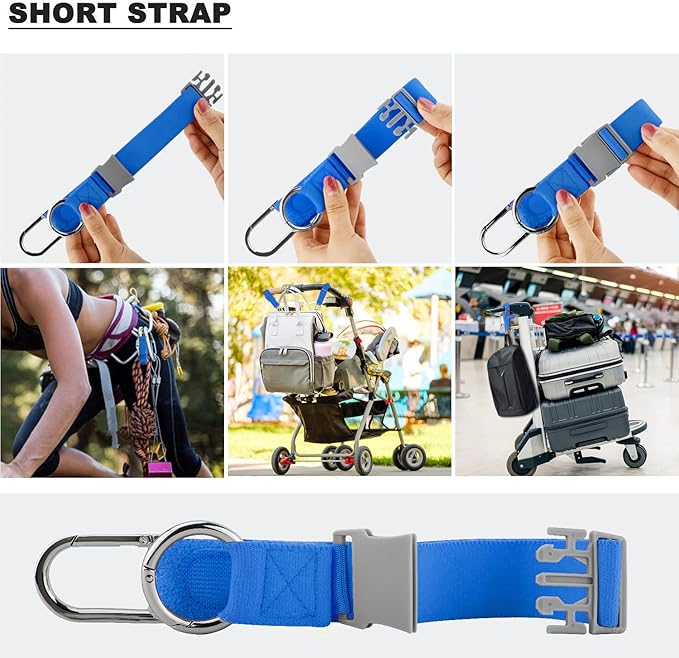 Elastic Jacket Gripper with D-Ring Hook and Buckle, ZINZ D-Ring Hook Baggage Suitcase Straps Belts Travel Accessories, Makes Your Hands Free