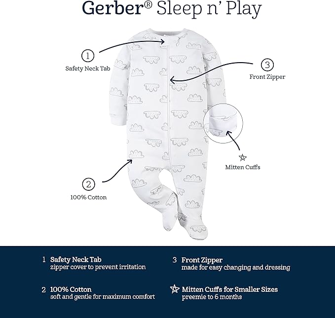 Gerber Baby Boys 4 Pack Sleep 'N Play Footie