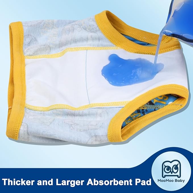 MooMoo Baby Training Underwear 10 Packs Absorbent Potty Training Pants for Boys and Girls Cotton Pee Pants 2T-9T