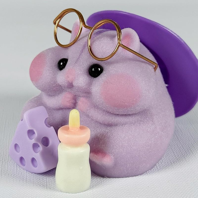 Handmade Taba Squishy Hamster Toy, Cute Squishy Hamster Fidget Toy, Realistic Hamster Toy, Soft Silicone Mochi Furry Toy, Stress Relief Gift for Adults & Kids, Sensory Anxiety Plushie (Purple)
