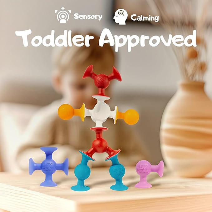 ACME CO 50 Pcs Baby Suction Bath Toys - Fun Squigz, Toddler Sensory & Interactive Building Toys, Montessori Stocking Stuffers