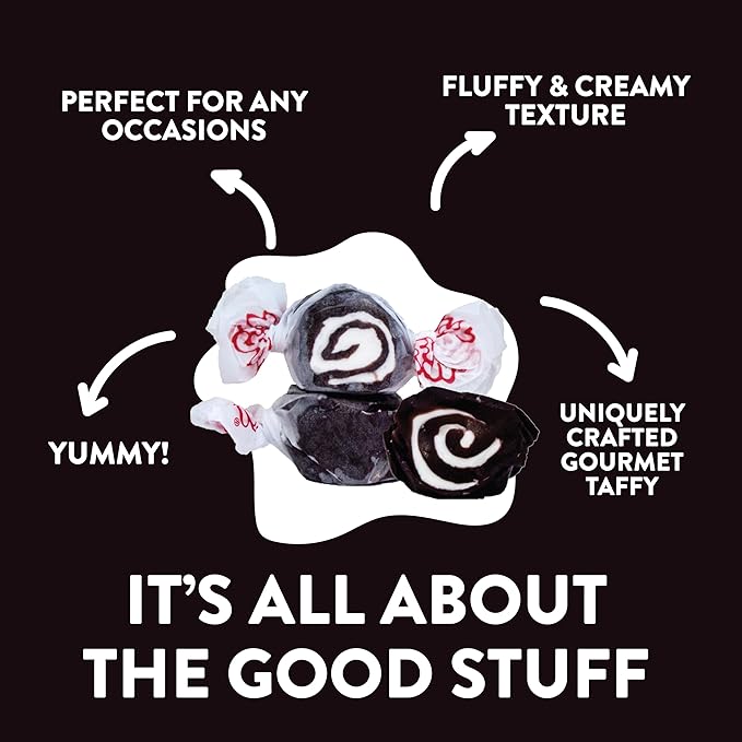 Taffy Town Saltwater Taffy- Licorice Swirls | Gourmet Taffy| Nougat-Style Candy| Soft & Delicious| Sumer Snack Treats| Party Good Candies| 2.5lbs