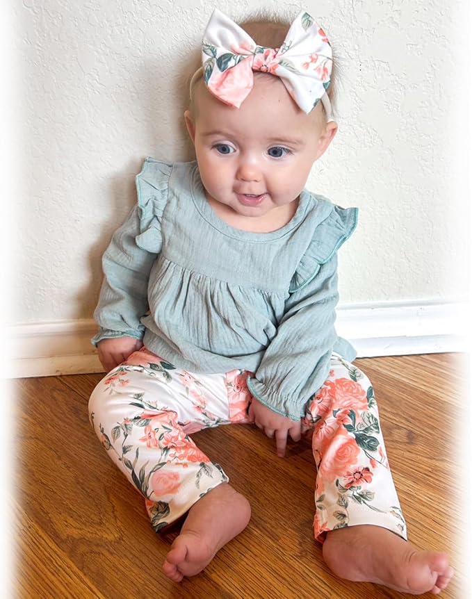 HINTINA Infant Baby Girl Long Sleeve Fall Winter Outfits With Headband