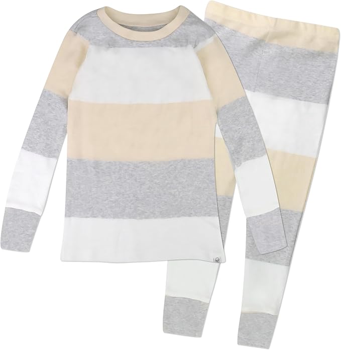 HonestBaby Classics 2-Piece Pajamas Sleepwear Pjs 100% Organic Cotton for Baby, Toddler, Kids