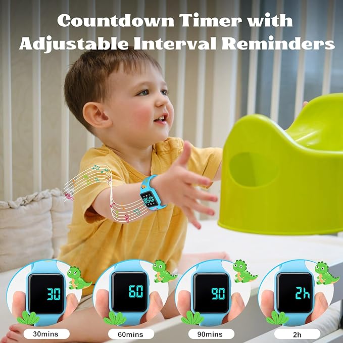 Toddler Potty Training Set – Potty Training Watch with Musical/Vibration Countdown Alerts, Fun Board Book, Progress Chart & Reward Stickers – Interactive Potty Training Kit for Kids Ages 2-6