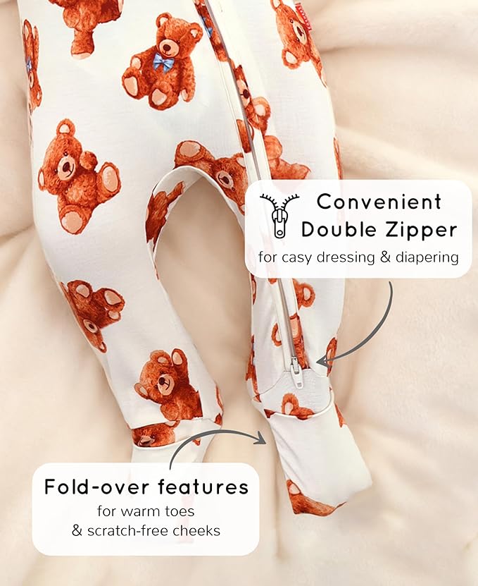 Footless Pajamas Baby Boy Girls, Viscose from Bamboo Baby Pajamas, Two Way Zipper Sleepers, Newborn Pjs