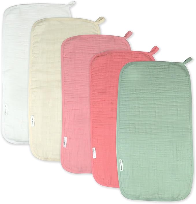 HonestBaby Multipack Woven Burp Cloths Soft Absorbent Multi-layered 100% Organic Cotton Infant Baby Boys, Girls, Unisex, Strawberry Cream, One Size