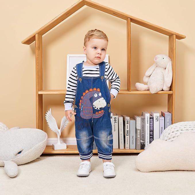 Cute Baby Boy Clothes Suit Toddler Boys' Striped long Sleeve T-Shirt+Denim Overalls Jumpsuit Pants Outfits Sets