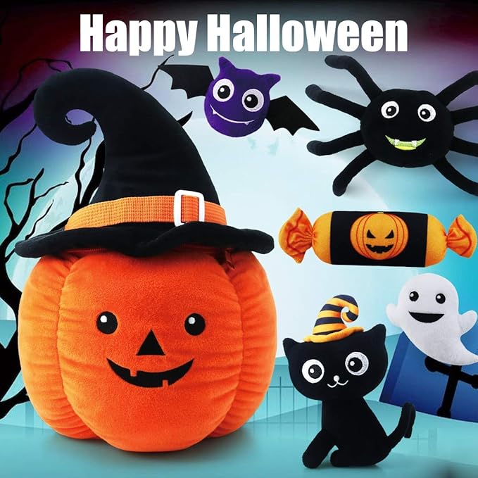 Teytoy My First Pumpkin Playset, Nontoxic Fabric Baby Cloth Activity Crinkle Together Playset, Party Decoration for Infants Boys and Girls