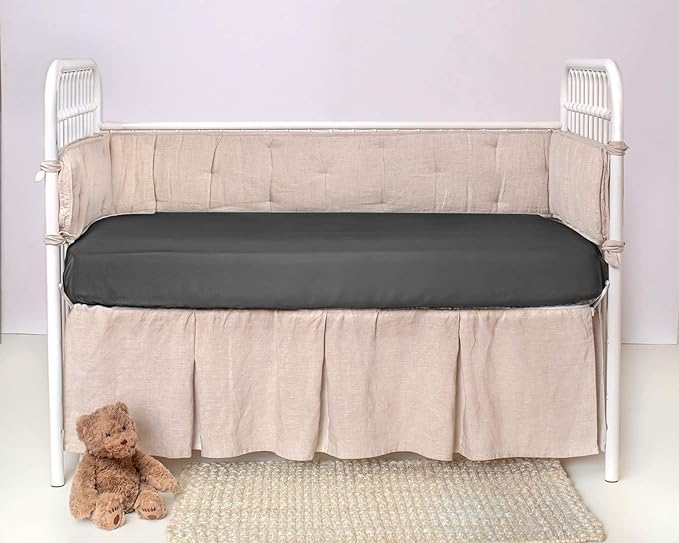 Crib Fitted Sheet by Pure Bamboo, Genuine 100% Organic Viscose Derived from Bamboo, Luxuriously Soft, Ultimate Cooling, Fits Standard Size Crib Mattress (Charcoal)